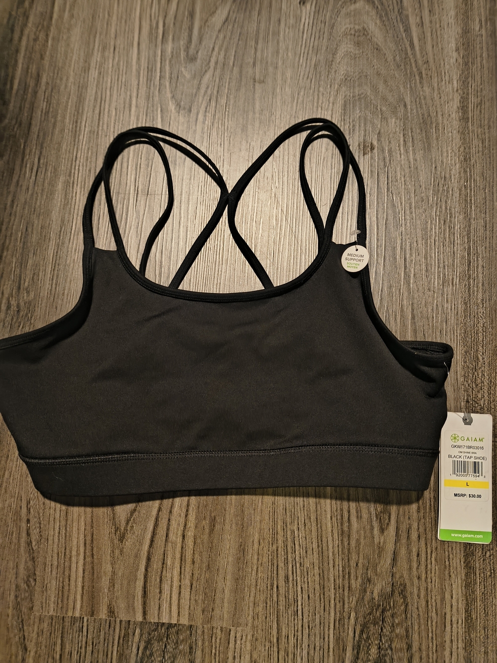 GAIAM Black Double-Strap Crossback Sports Bra